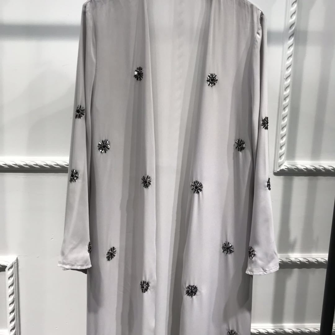 Loriya Dubai Embroidered Beaded Middle East Cardigan Robe Dress LR220