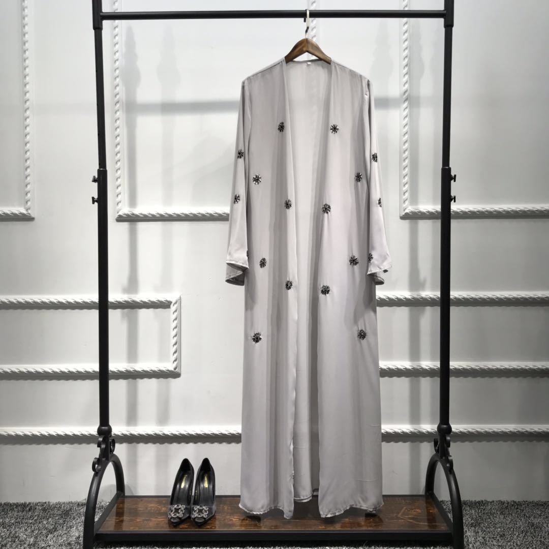 Loriya Dubai Embroidered Beaded Middle East Cardigan Robe Dress LR220