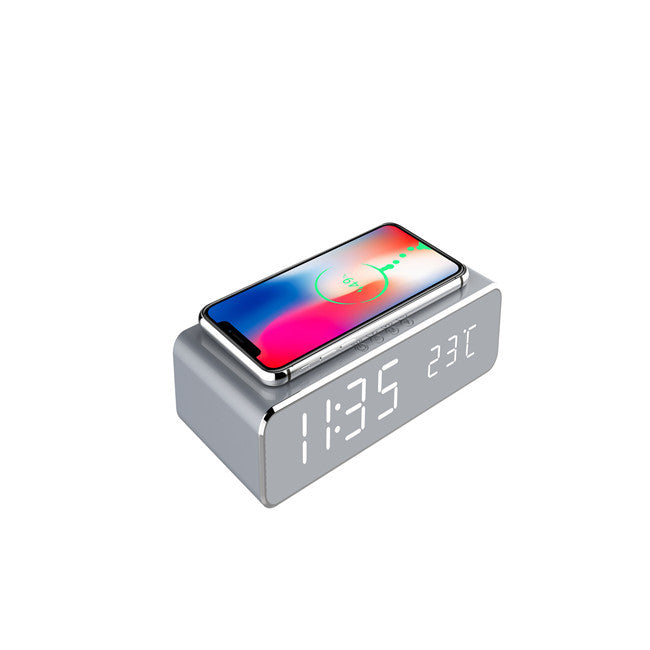 Foreign Trade Main Push AliExpress Multi-function Wireless Charging Desktop Wireless Charging Alarm Clock Clock Thermometer Wireless Charging