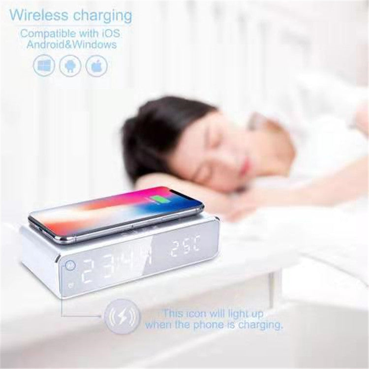 Foreign Trade Main Push AliExpress Multi-function Wireless Charging Desktop Wireless Charging Alarm Clock Clock Thermometer Wireless Charging