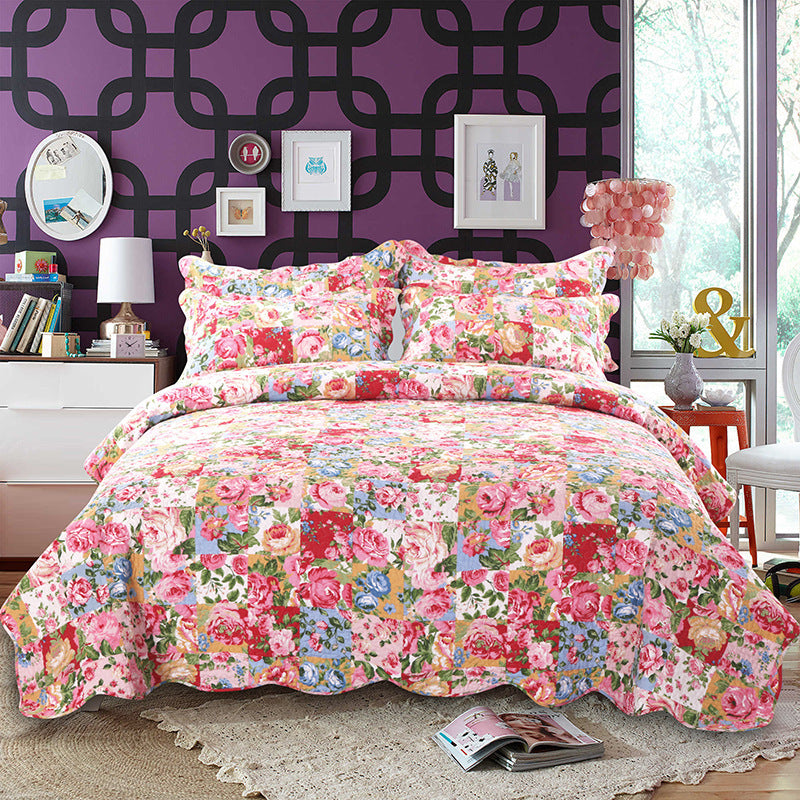 Bedding Export Printed Cotton Quilted Quilt Cover Bed Sheet Three-piece Washable