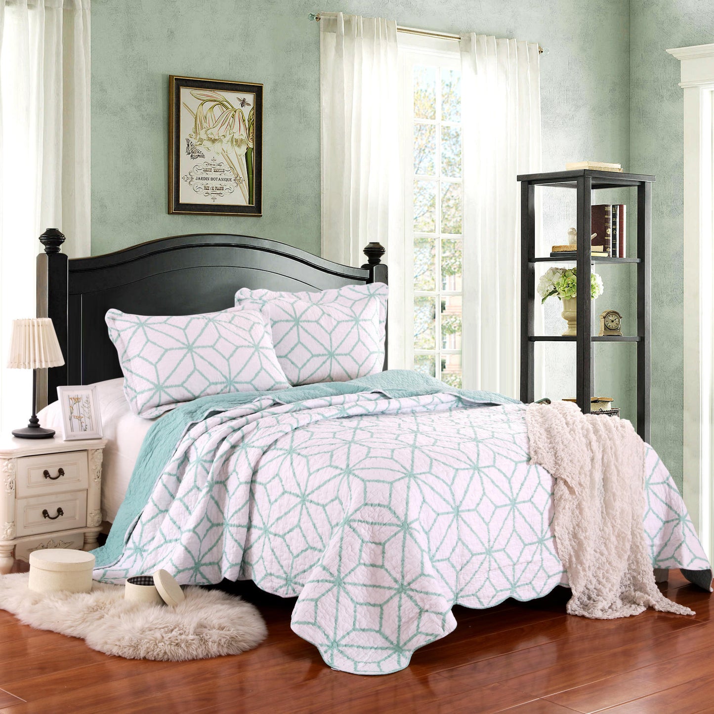Bedding Export Printed Cotton Quilted Quilt Cover Bed Sheet Three-piece Washable