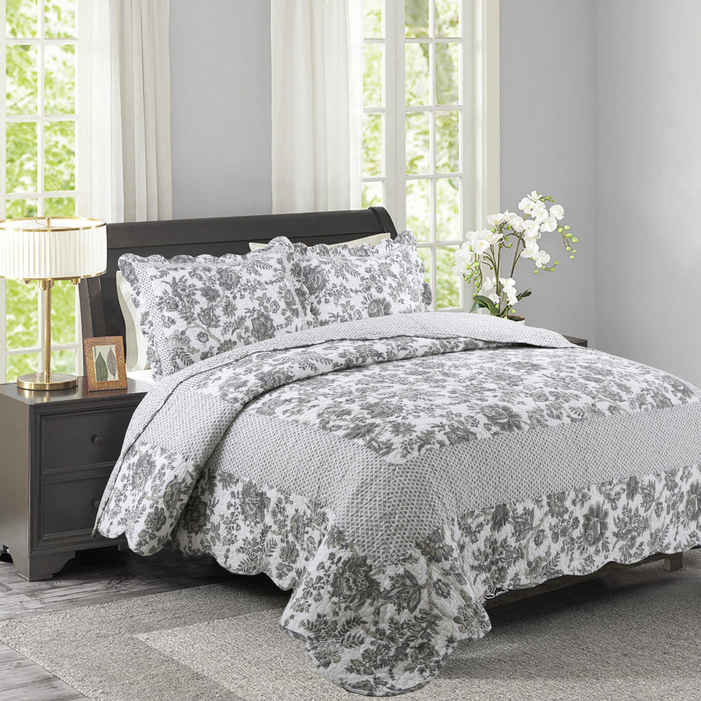Bedding Export Printed Cotton Quilted Quilt Cover Bed Sheet Three-piece Washable