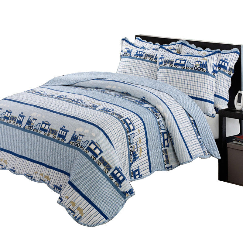 Bedding Export Printed Cotton Quilted Quilt Cover Bed Sheet Three-piece Washable