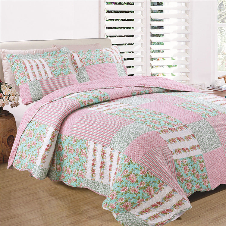 Bedding Export Printed Cotton Quilted Quilt Cover Bed Sheet Three-piece Washable