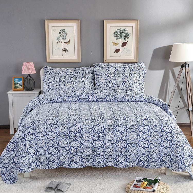 Bedding Export Printed Cotton Quilted Quilt Cover Bed Sheet Three-piece Washable