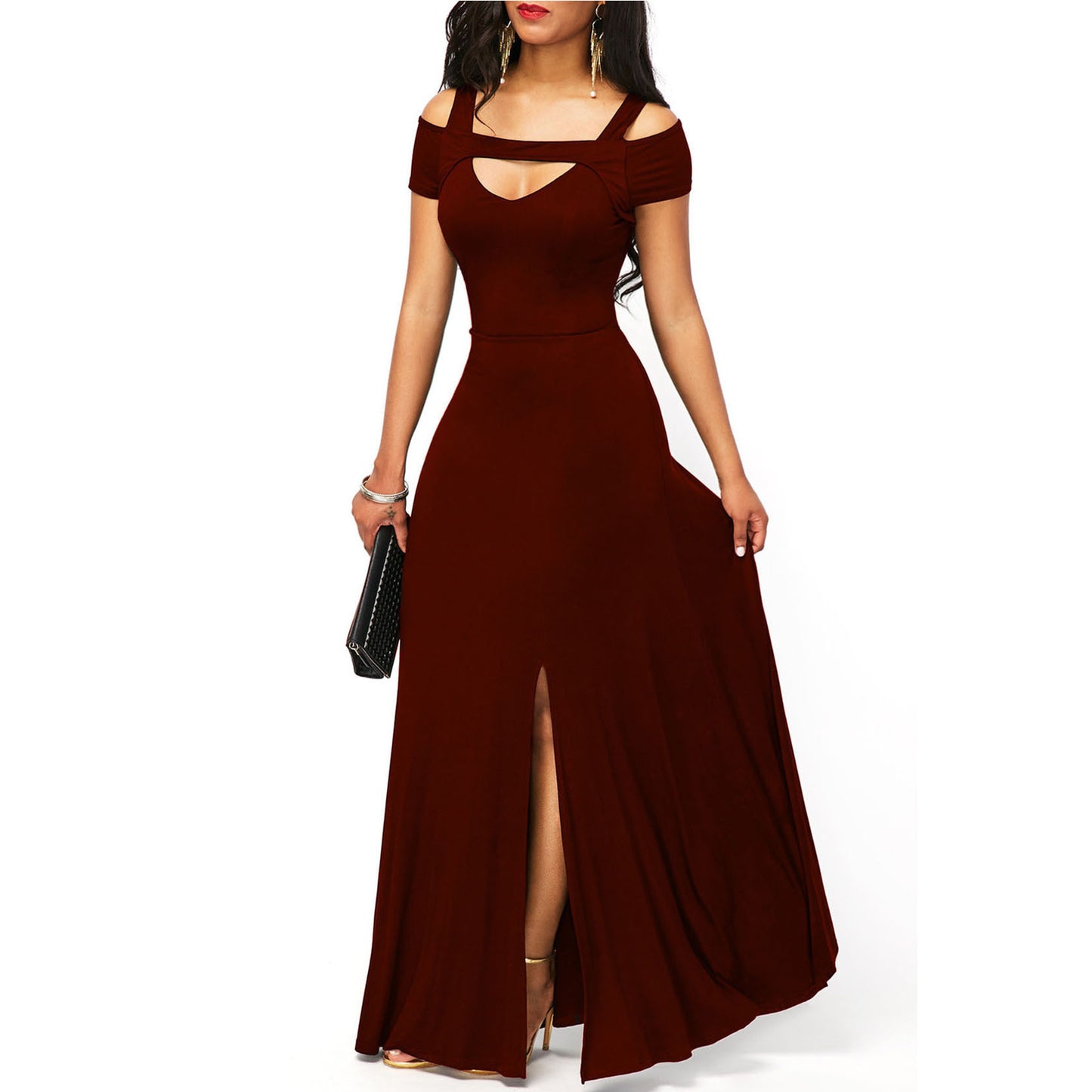 V-Neck Sexy Off-The-Shoulder Split Party Dress. WAS £30 NOW £18.99.