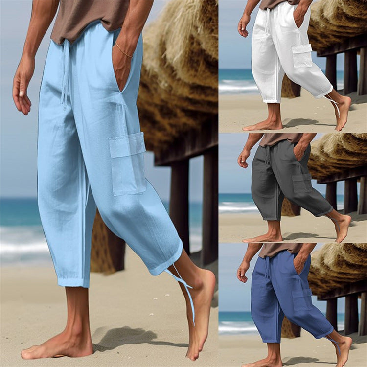 Men's Linen Multi-pocket Loose Casual Working Pants