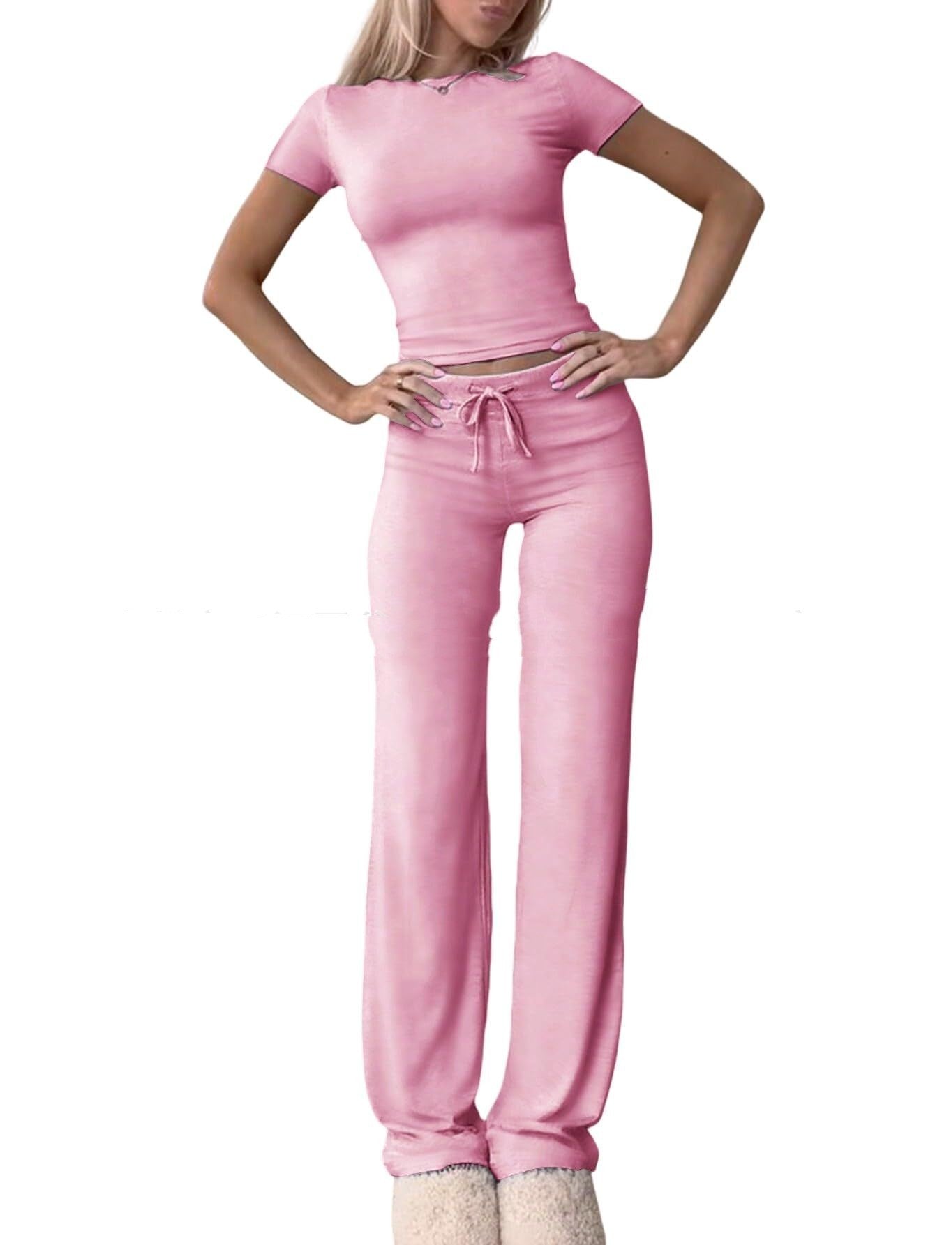 Casual Suit Short Sleeve Top And Trousers Homewear