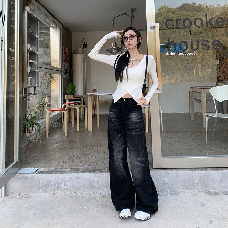 Washed All-match Loose Wide Leg Mop