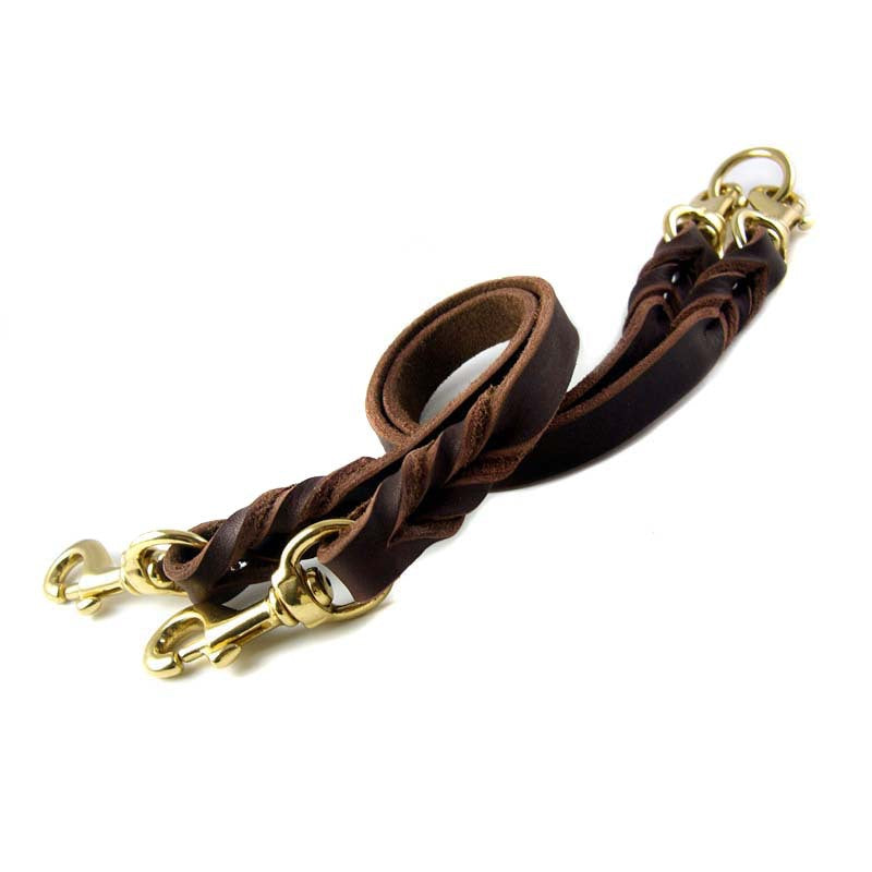 Removable Two Dog Leash One Tow Two Pairs Of Large Dog Cowhide Dog Leash Dog Leash Medium And Large German Shepherd Golden Retriever