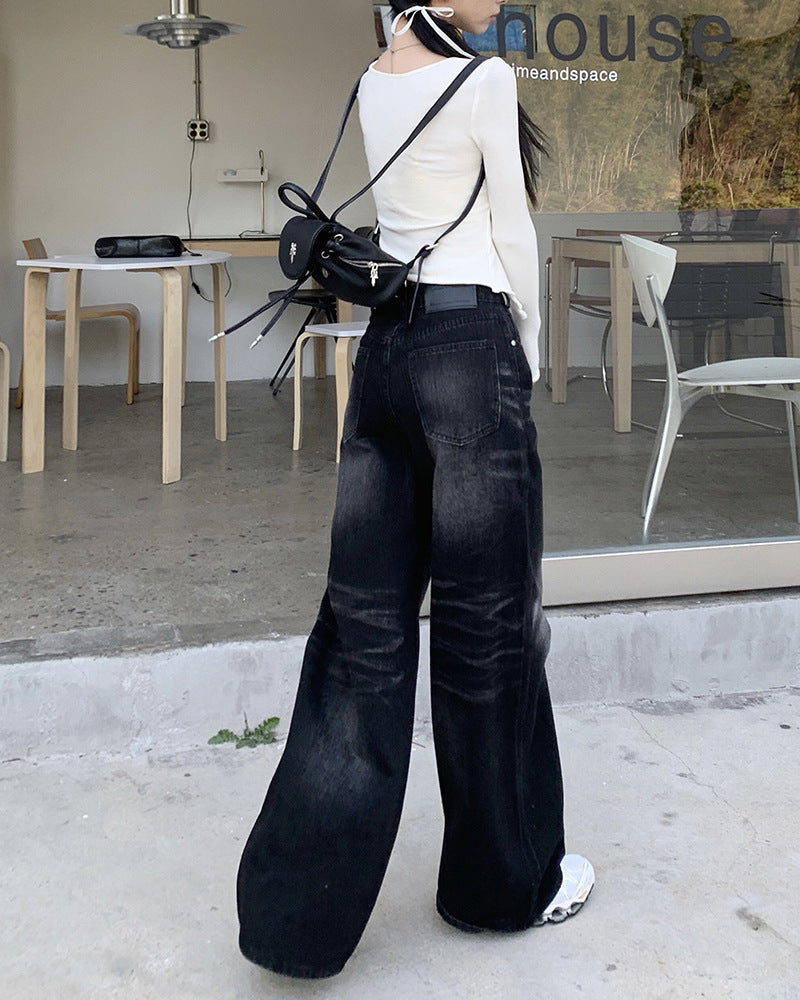 Washed All-match Loose Wide Leg Mop