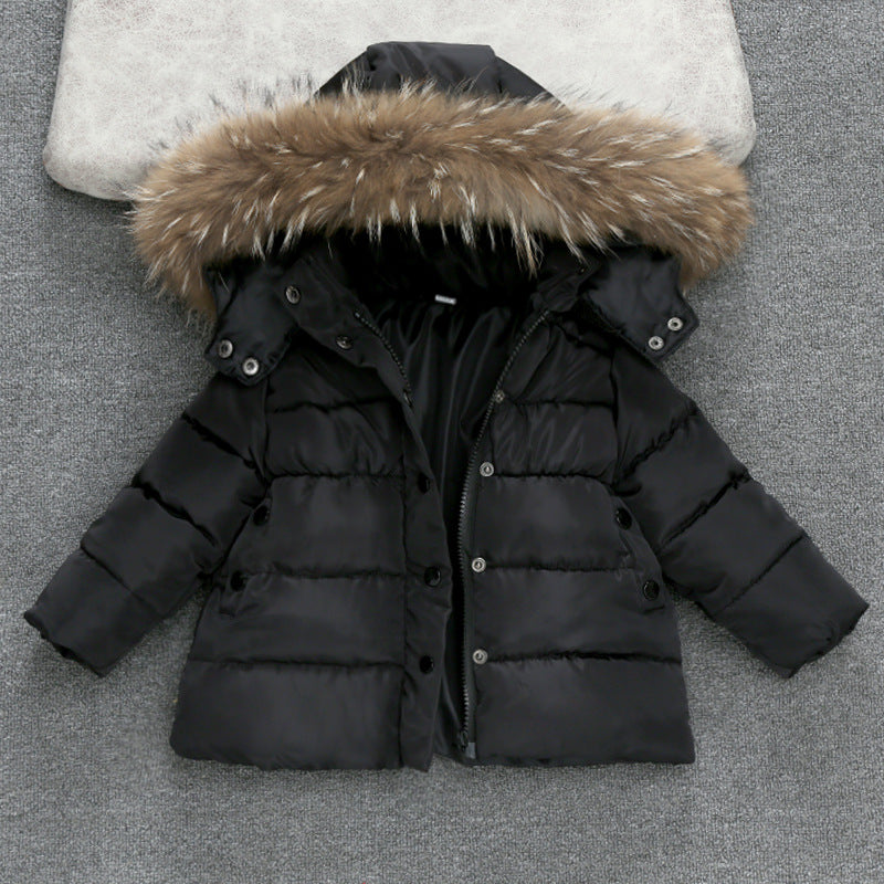 Children's Clothing Winter Cotton-padded Clothes Girls' Thickened Down Cotton-padded Coat For Boys And Babies Winter Wear Wool Collar Neutral Warm Cotton-padded Coat Coat Trendy