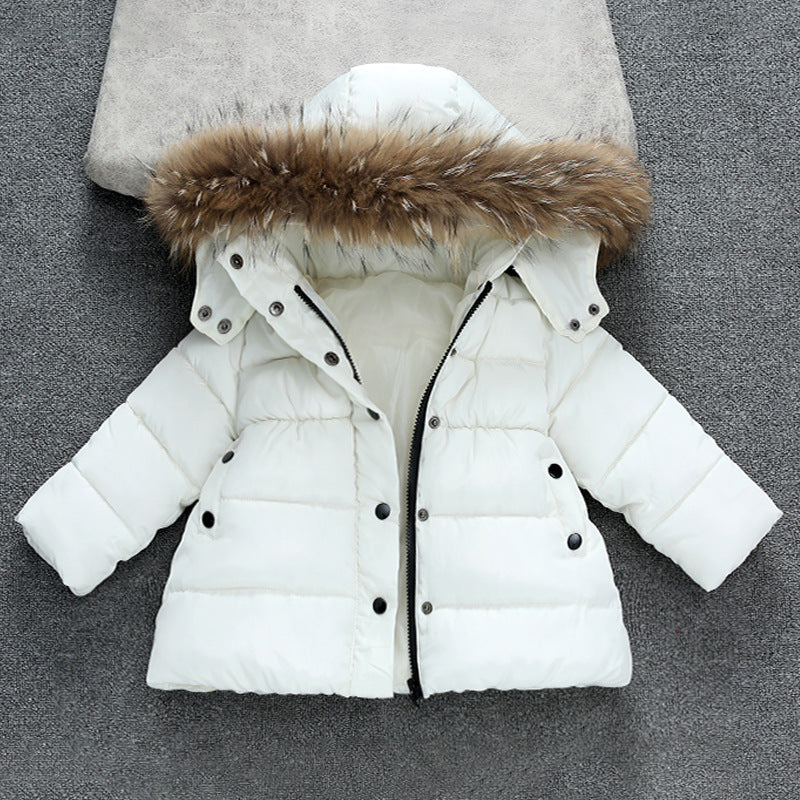 Children's Clothing Winter Cotton-padded Clothes Girls' Thickened Down Cotton-padded Coat For Boys And Babies Winter Wear Wool Collar Neutral Warm Cotton-padded Coat Coat Trendy