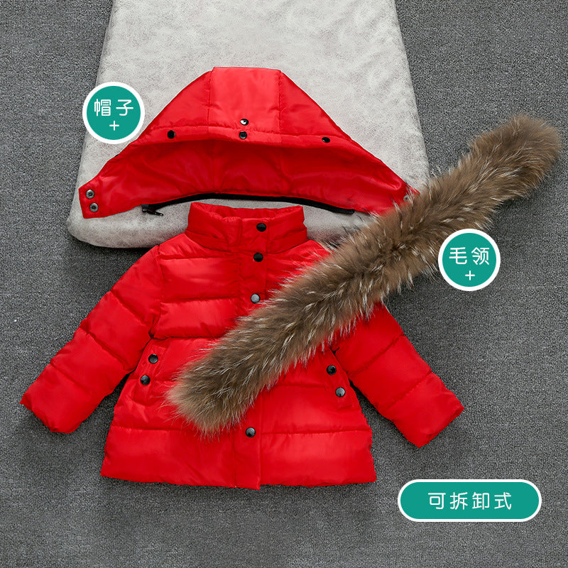 Children's Clothing Winter Cotton-padded Clothes Girls' Thickened Down Cotton-padded Coat For Boys And Babies Winter Wear Wool Collar Neutral Warm Cotton-padded Coat Coat Trendy