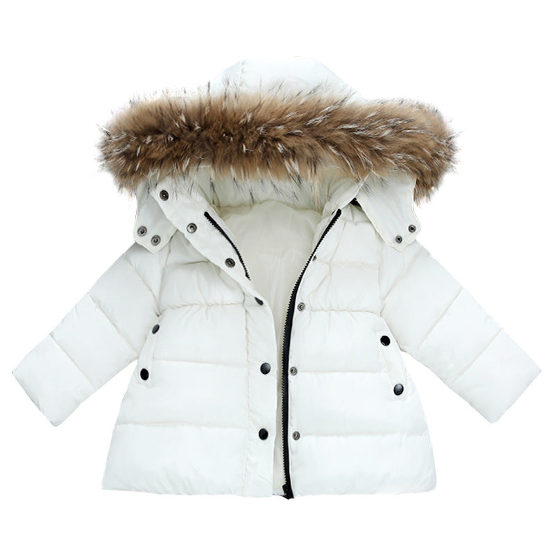 Children's Clothing Winter Cotton-padded Clothes Girls' Thickened Down Cotton-padded Coat For Boys And Babies Winter Wear Wool Collar Neutral Warm Cotton-padded Coat Coat Trendy