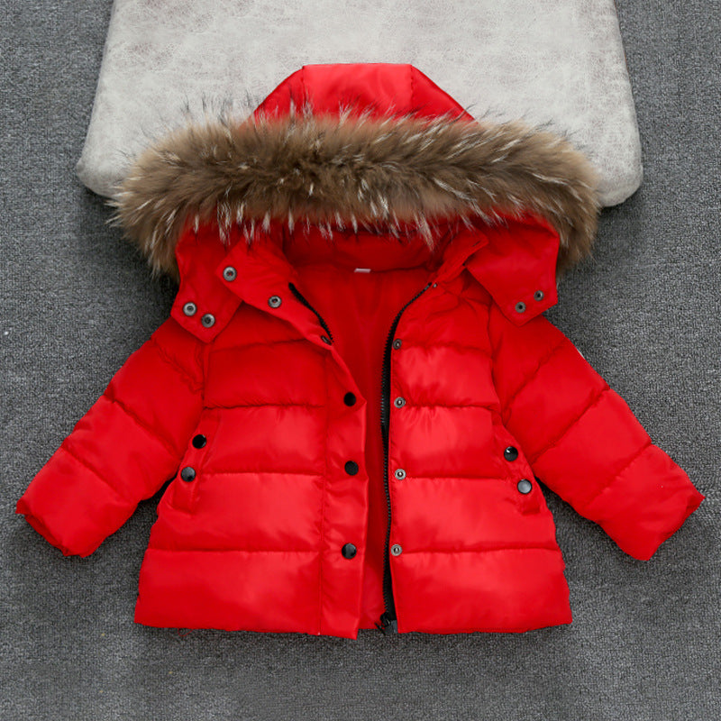 Children's Clothing Winter Cotton-padded Clothes Girls' Thickened Down Cotton-padded Coat For Boys And Babies Winter Wear Wool Collar Neutral Warm Cotton-padded Coat Coat Trendy