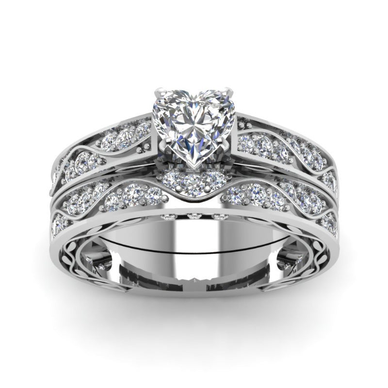 Fashion Zircon Red Dot Heart Ring