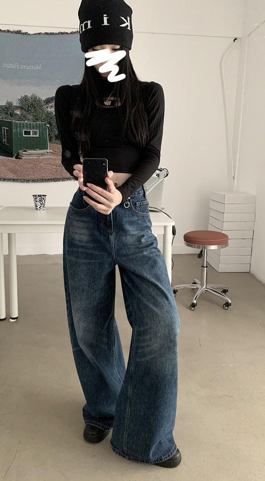 Washed All-match Loose Wide Leg Mop