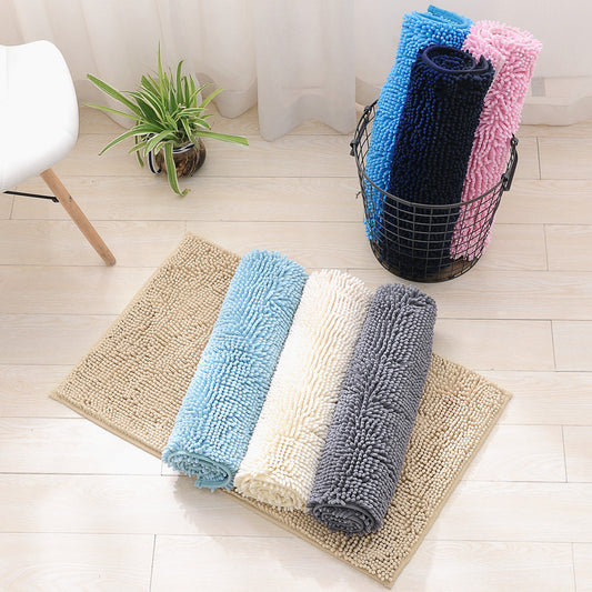 Hot Melt Adhesive Chenille Plain Carpet Home Floor Mat Door Mat Indoor Bathroom Non-slip Long Wool Floor Mat Wholesale
