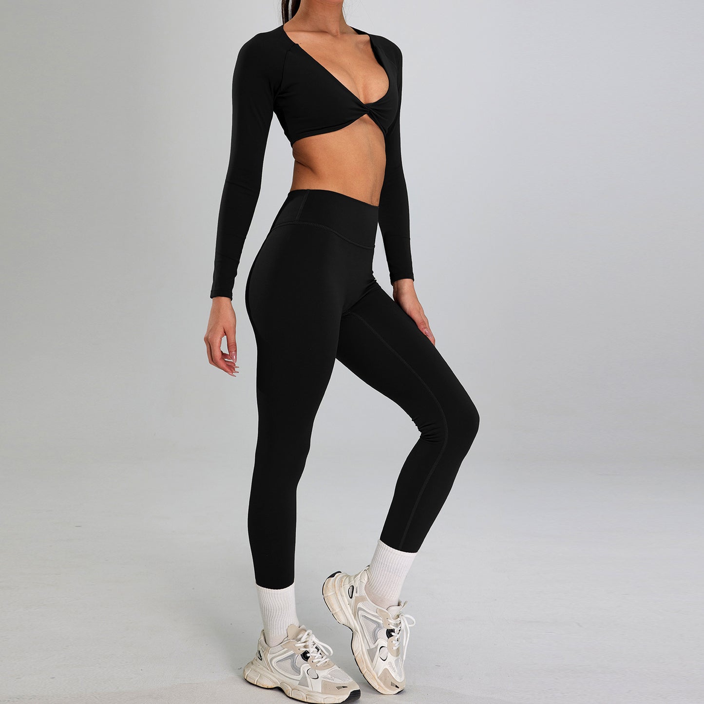 European And American High-intensity Sports Suit Outdoor Running Nude Feel Workout Clothes Slimming High Waist