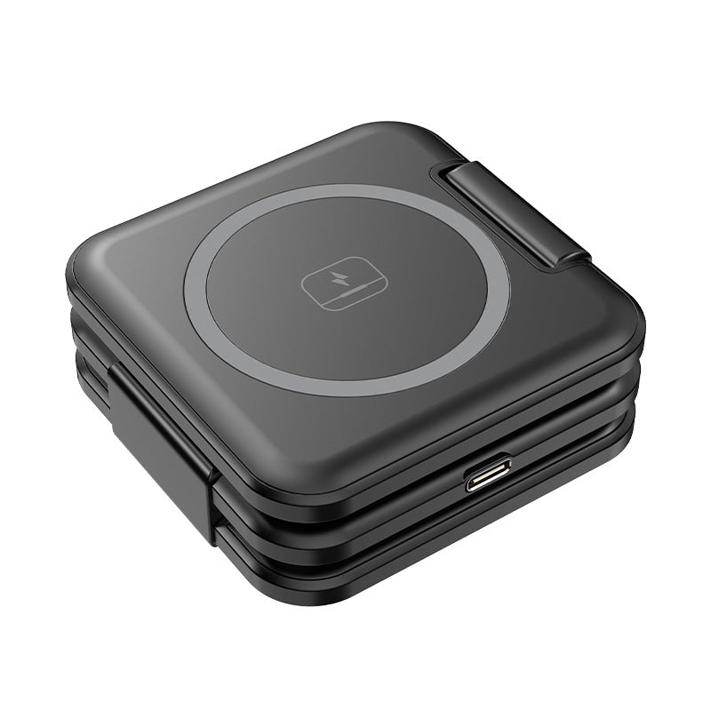 Cross-border Magnetic Wireless Charger Foldable Magsafe Charger Three-in-one Wireless Charging Wholesale