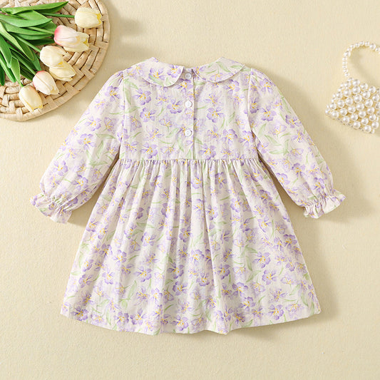 Girls' Dress Flower Embroidered Floral Cotton Dress Children's Baby's Western Princess Dress