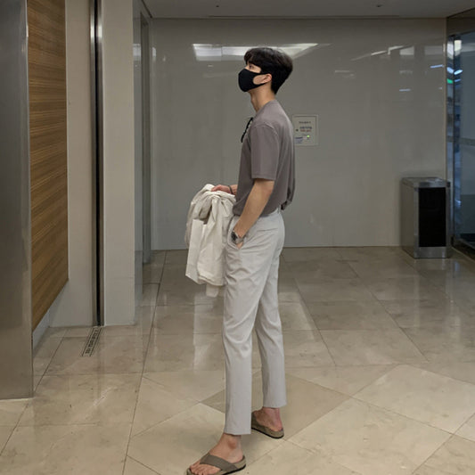 Ironing-free Men's Pants Korean-style Ankle-length Pants Solid Color Straight Casual Pants Ins Trendy Men's Drape Men