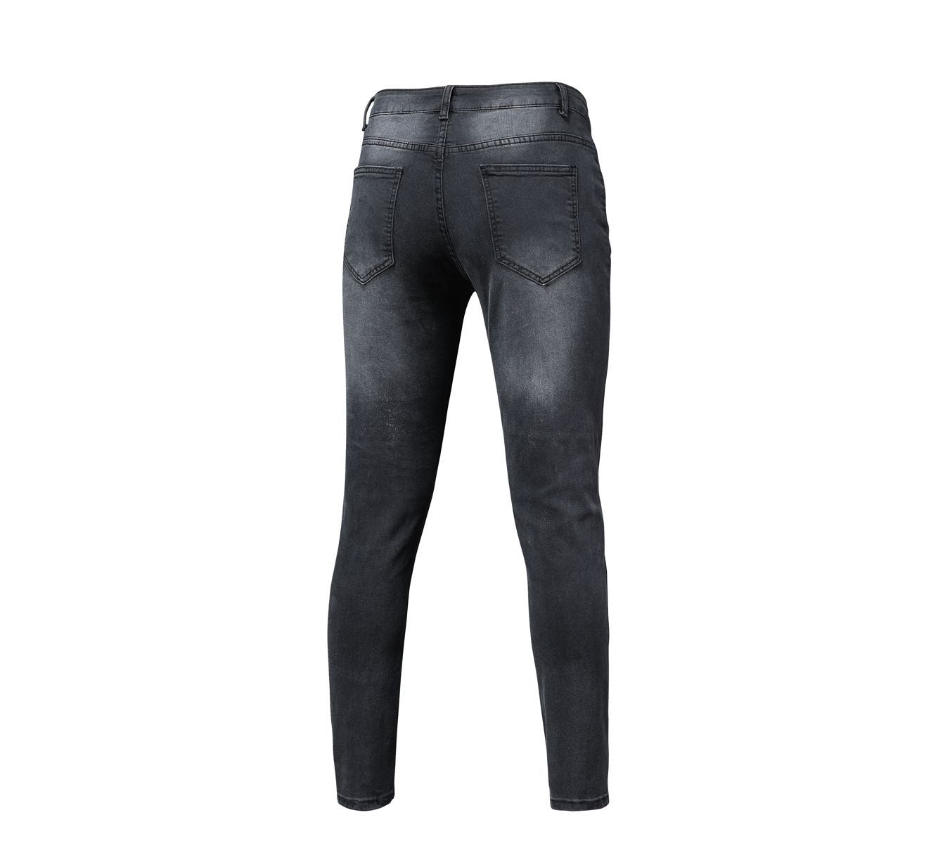 European And American Men's Hole Printed Jeans Amazon Number Selling Paste Stretch Small Feet Jeans New