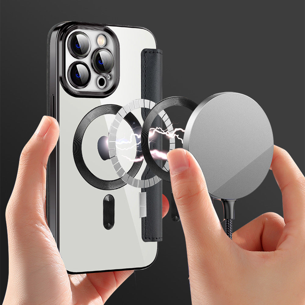IPhone16 Wireless Phone Charger Case Apple 14 Protective Cover Card 13Pro Ultra-thin Phone Case Transparent