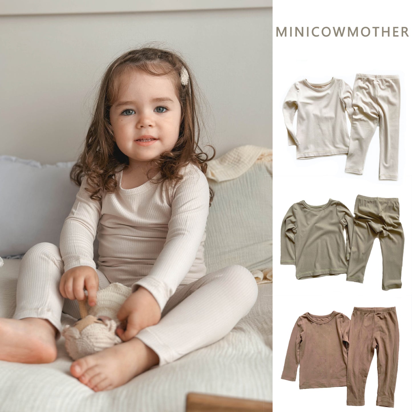 Children's Pajamas For Boys And Girls Autumn Clothes Class A Round Neck Solid Color Skin-Friendly Underwear Suit Baby's Soft Long-Sleeved Home Clothes