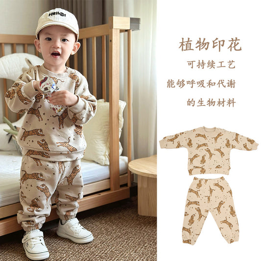 Boys' Sports Suit Children's Spring And Autumn Suit Class A Spring Sportswear Girl's Sweatshirt Pants Two-piece Set