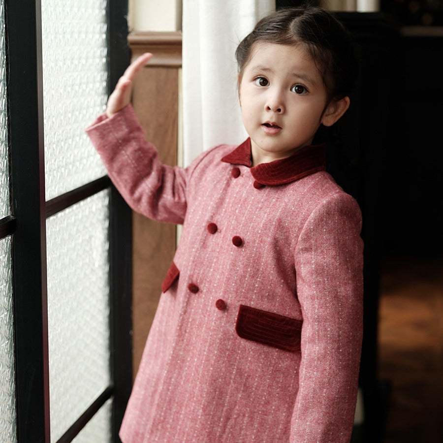 Girls' Coat British Windbreaker High-end Children's Clothing Mid-length Woolen Autumn And Winter New Woolen Children's Thick Wool Coat