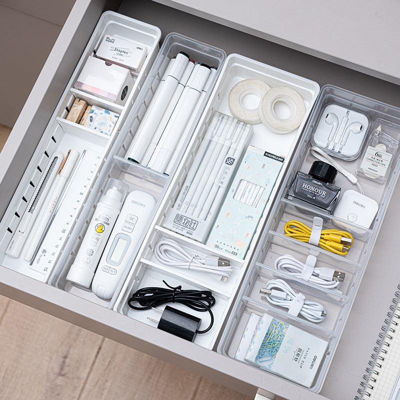 Drawer Classification Storage Box Kitchen Tableware Compartment Box Multi-functional Stationery Sundries Sorting Box Transparent Plastic Partition