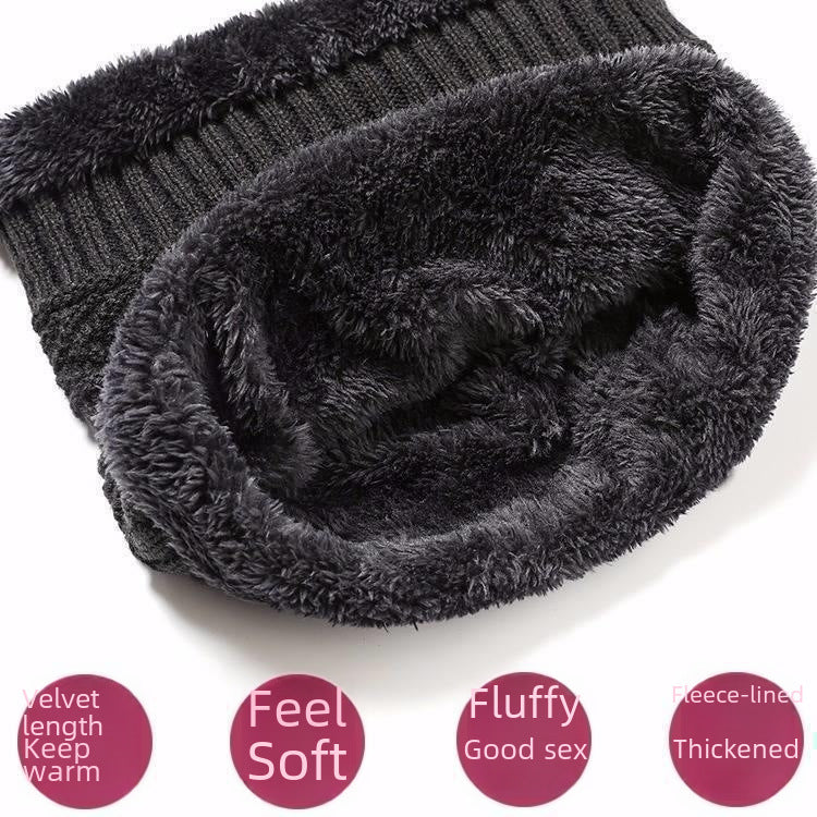 Hat Men's Winter Knitted Wool Hat Fleece-lined Thickened Korean Style Fashionable Warm Cold-proof Cycling Men's Cotton Hat In Autumn And Winter