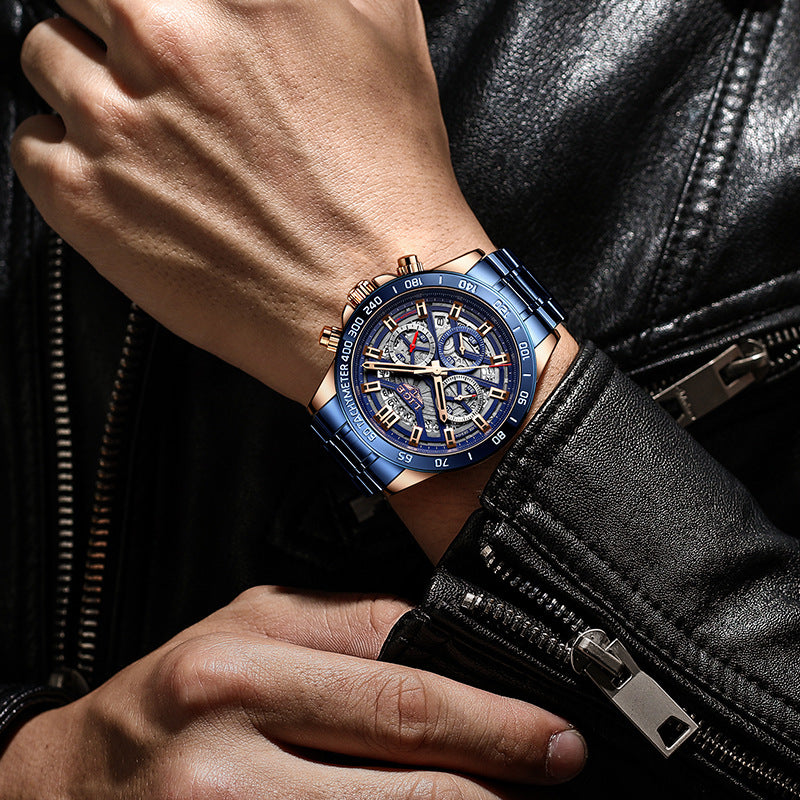 LIGE Dedicated Men's Quartz Watch Hollow New Concept Watch Multi-functional Waterproof Watch