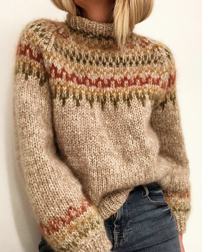 Half Turtleneck Pullover Straight Printed Neutral Style Sweater