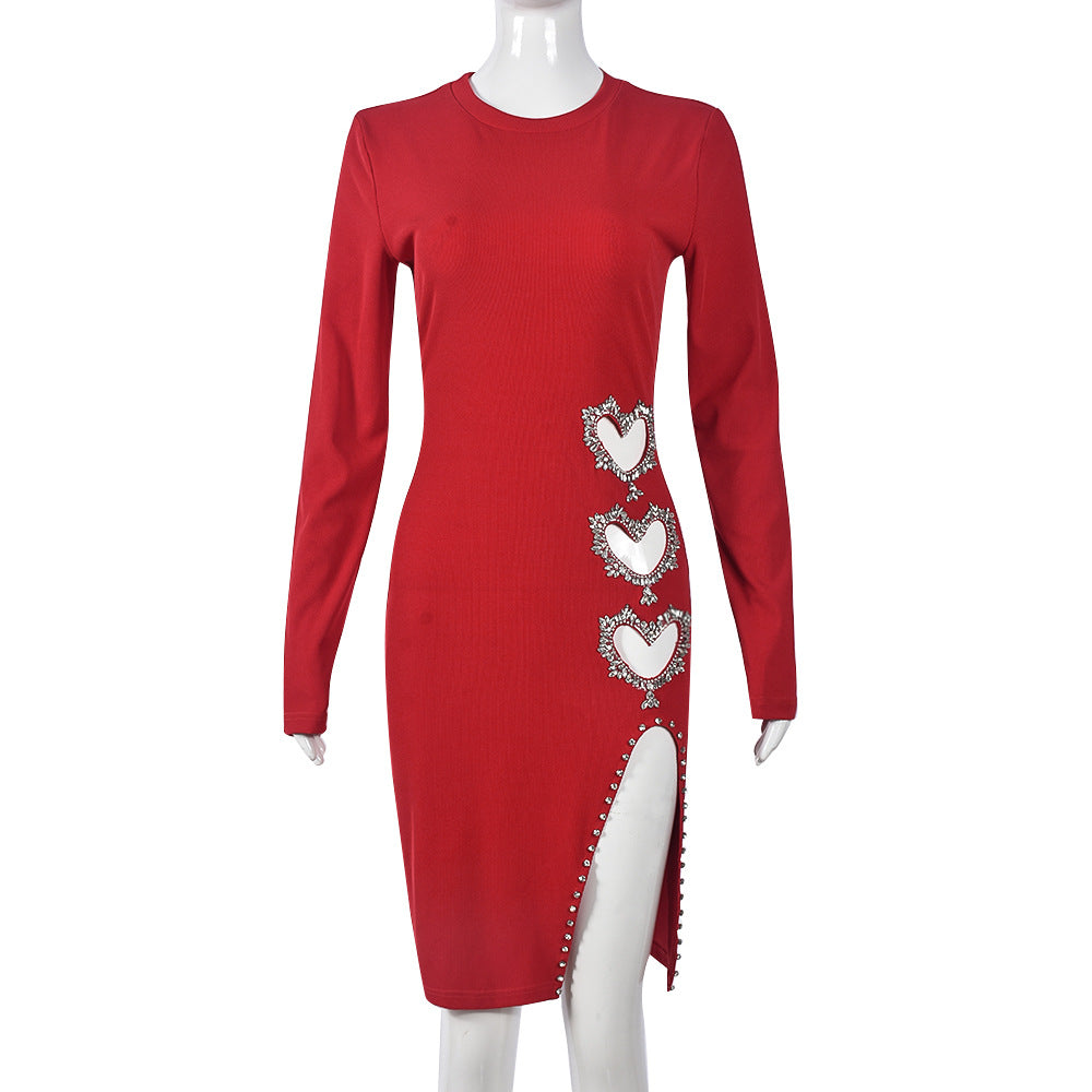Love Rhinestone Bandeau Sexy Dress Women