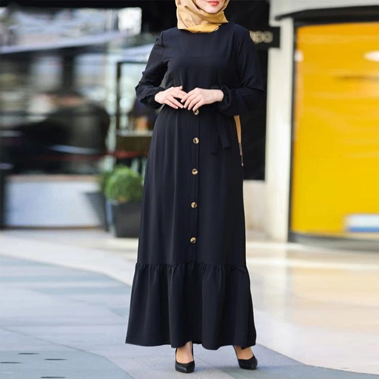 New Autumn Artistic Temperament Women's Pullover Round Neck Large Swing Dress