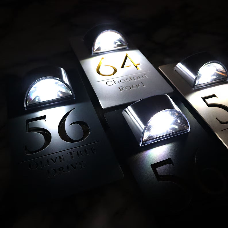 House Number Address Plate Solar House Logo LED Luminous Contemporary Modern House Number Plate