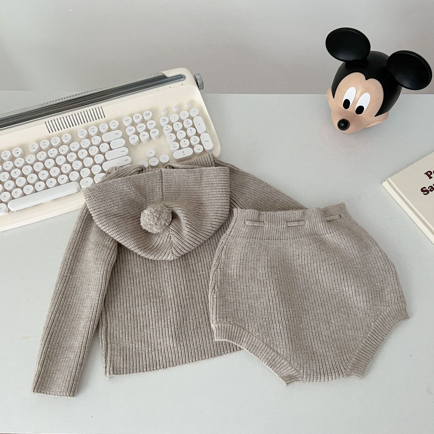 Autumn And Winter Korean Style Men's And Women's Baby Casual Hooded Suit Infant Knitted Suit European And American Baby Suit