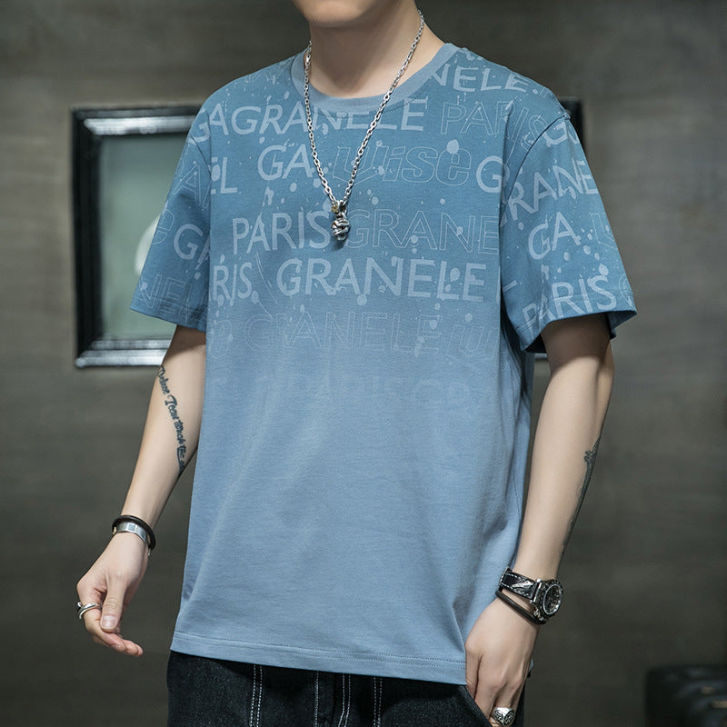Cotton Short-sleeved Men's T-shirt Large Size Men's Fat Loose Casual Summer Half-sleeved Korean Version T-shirt Men's Bottoming Shirt T