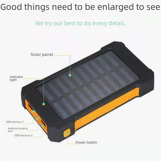 Outdoor Waterproof Solar Charging Treasure 20000 MA Large Capacity Mobile Phone Portable Mobile Power Wholesale