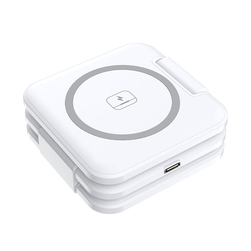 Cross-border Magnetic Wireless Charger Foldable Magsafe Charger Three-in-one Wireless Charging Wholesale