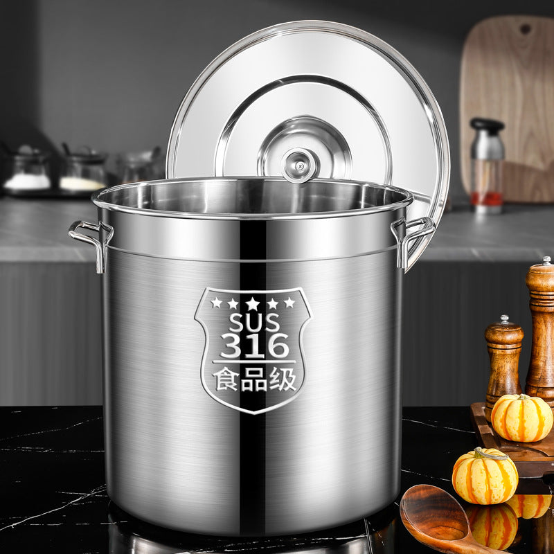 Special Thick 316 Food Grade Soup Bucket With Lid Commercial Round Bucket Marinated Water Bucket Large Capacity Soup Pot Stew Pot Household Bucket