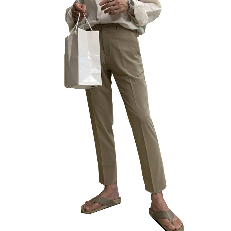 Summer New Men's Slim-fit Korean Style Thin Trousers Casual Straight Pants Youth Trendy Western Pants For Men