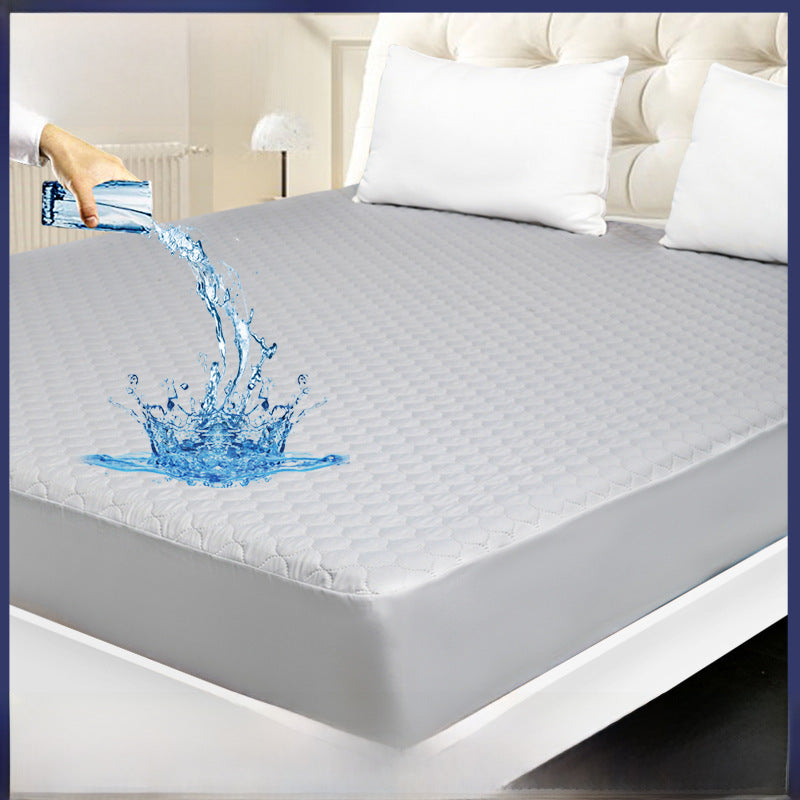 Frosted Cloth Embossed Waterproof Bed Hat Skin-friendly Breathable Mattress Protective Cover Woven Anti-mite Mattress Cover