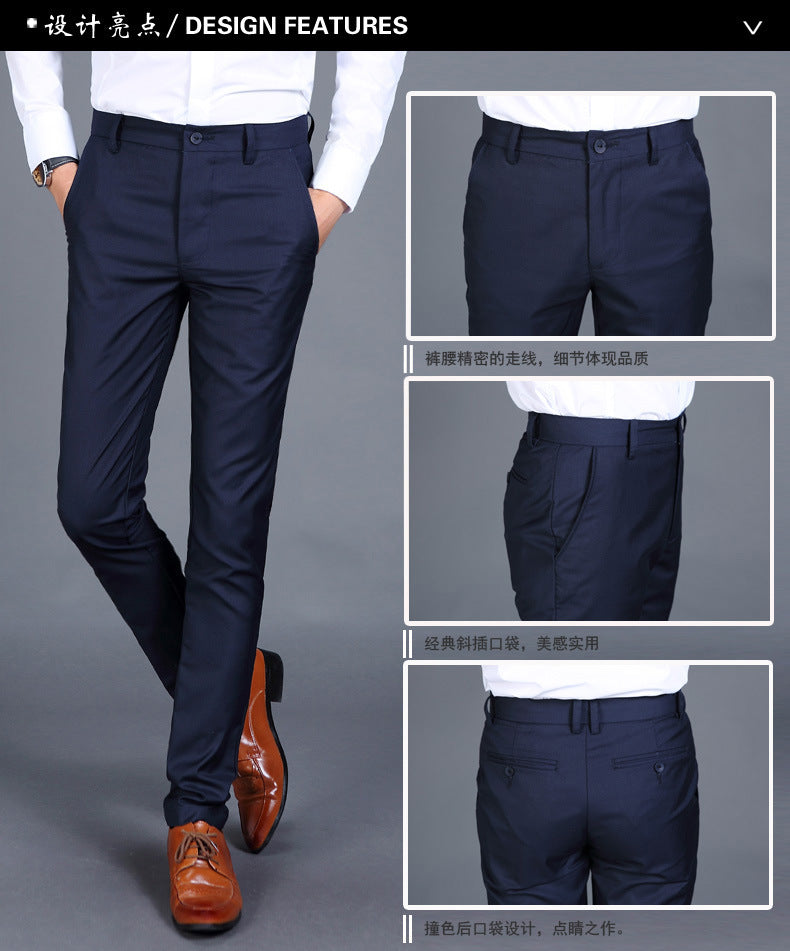 Foreign Trade Four Seasons Regular Men's Business Casual Trousers Men's Slim-fit Small Straight Trousers Work Clothes Professional Pants