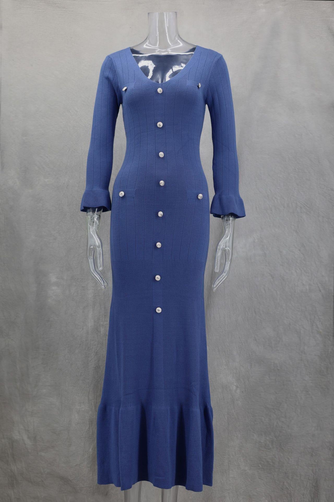 Fallwinter Slim Knitted Long Sleeve Fishtail Dress