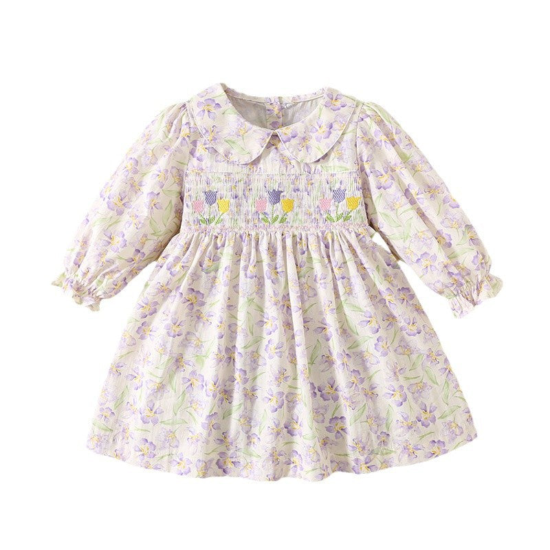 Girls' Dress Flower Embroidered Floral Cotton Dress Children's Baby's Western Princess Dress
